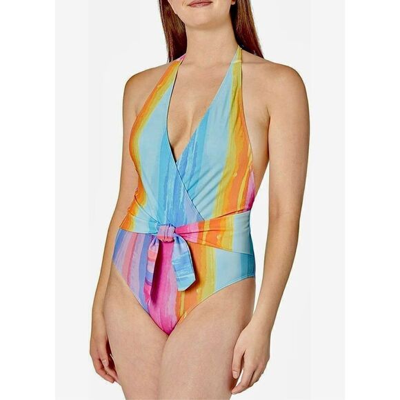 New. Rachel Roy plunge neck pastel swimsuit. Retails $129 - Picture 6 of 7